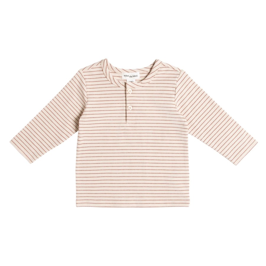 Mini Miles the Label | Henley - Henna Orange Yarn Dye Henna Orange Stripe