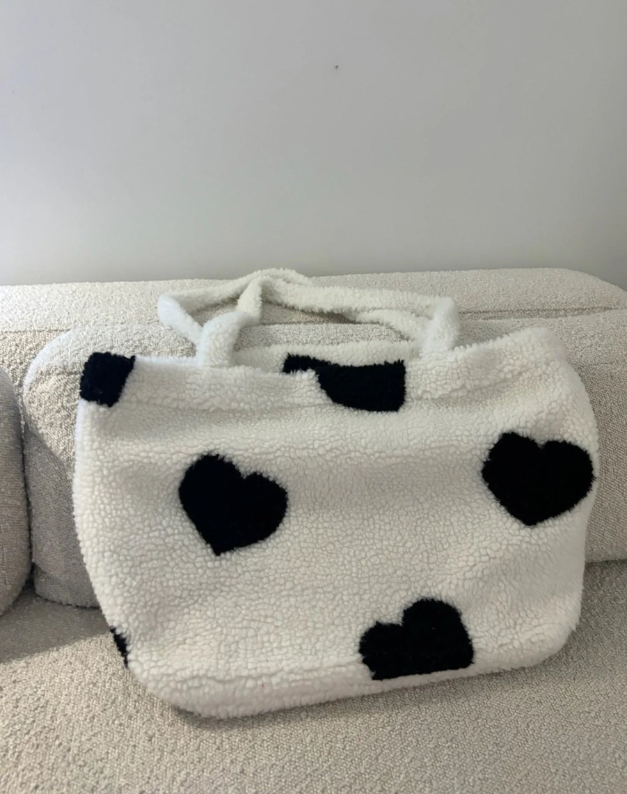 Ladies Brunette the Label | Sherpa Tote Bag - All Over Heart