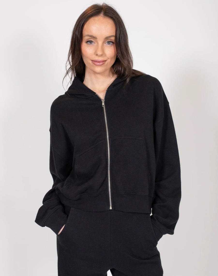 Ladies Brunette the Label | Middle Sister Full Zip Hoodie - Waffle Knit