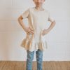 Mini Jax + Lennon | Ribbed Ruffle Tunic Speckled Oat