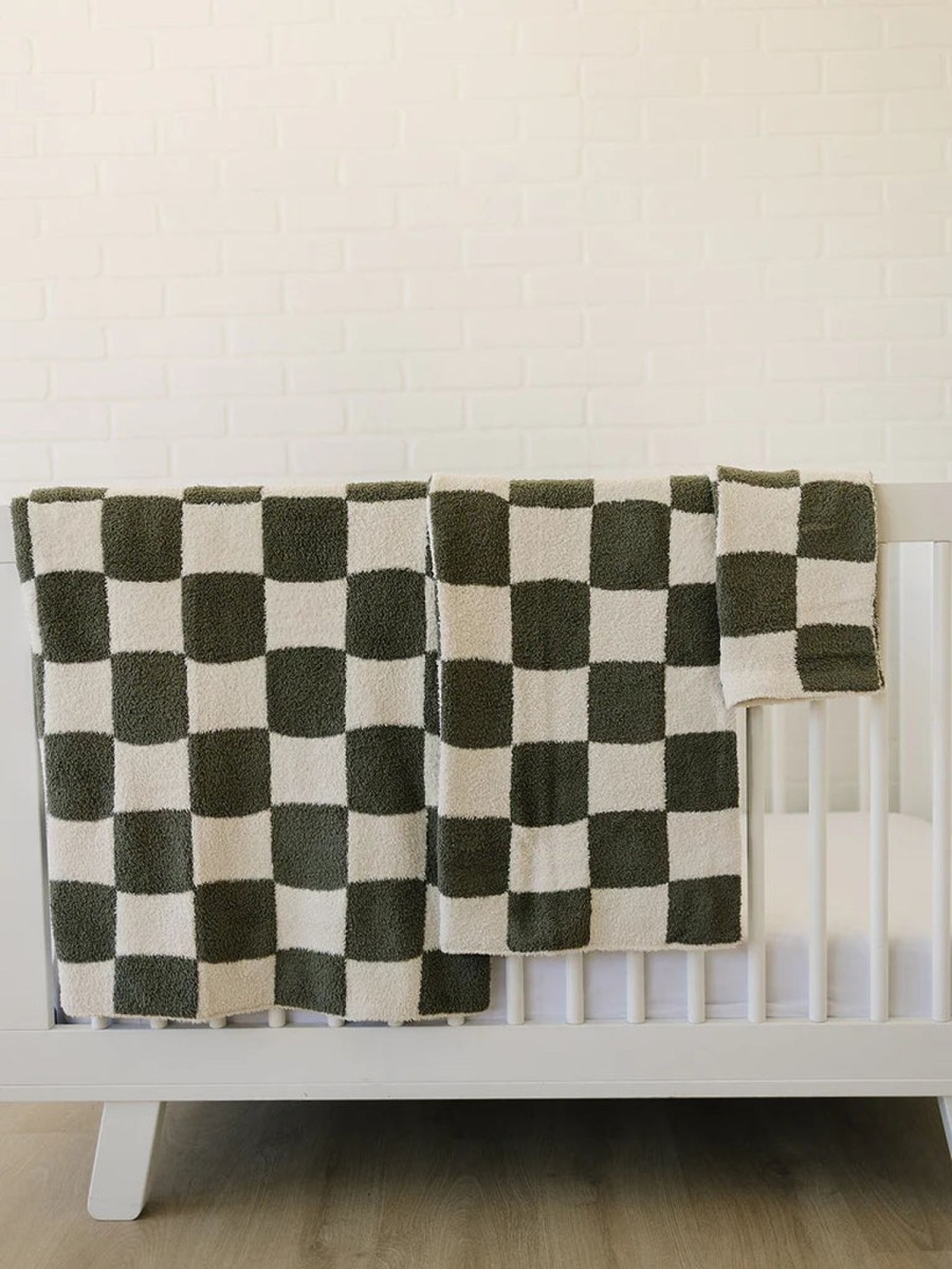 Mini Mebie Baby | Plush Blanket - Green Checkered