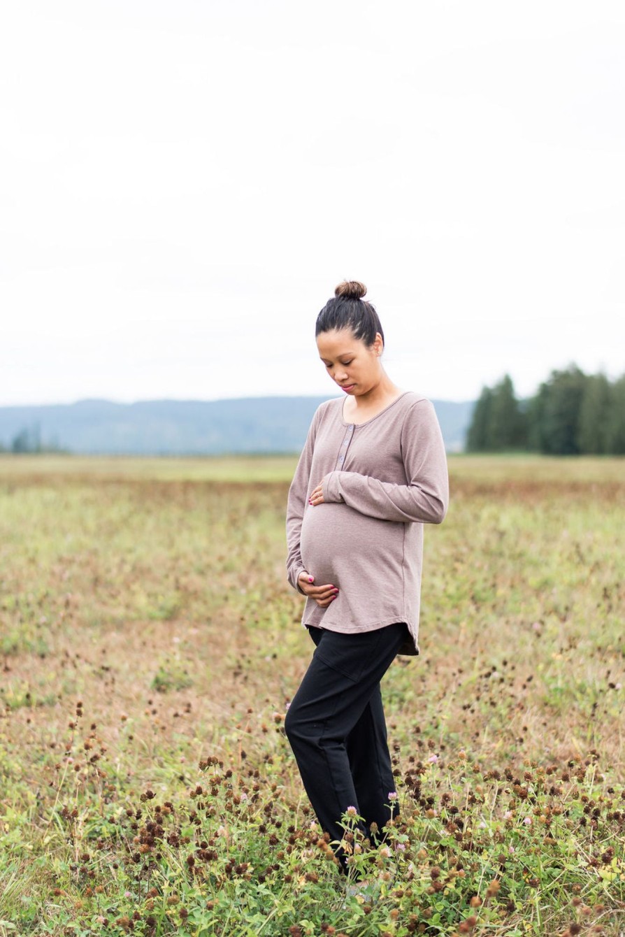 Ladies Tiny Button Apparel | Henley Long Sleeve - Ladies Cocoa