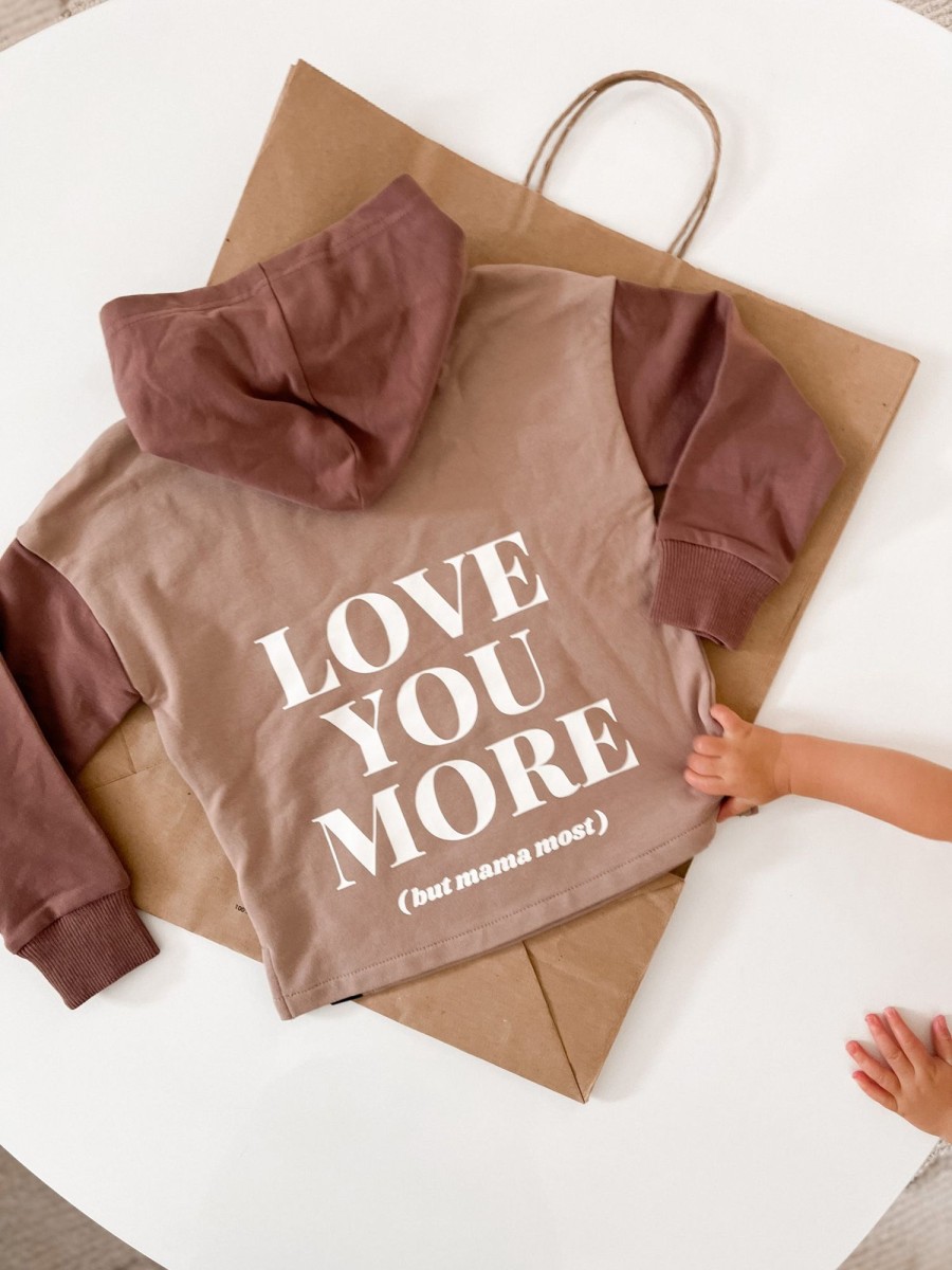 Mini Grace + Brave | Hooded Sweater - Love You More Chocolate