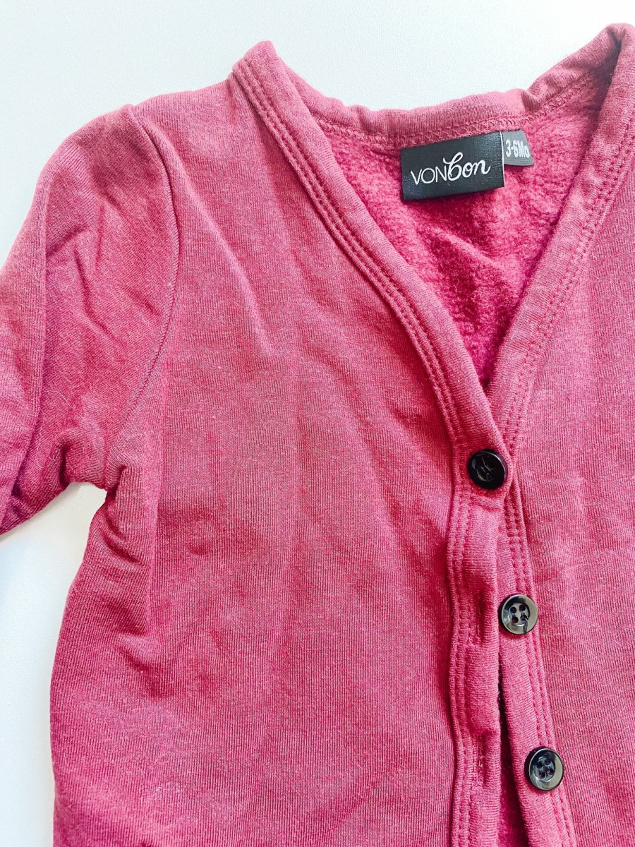 Pre-Loved MM Pre-Loved | Cardigan Fleece Lined - Cranberry (3-6M)