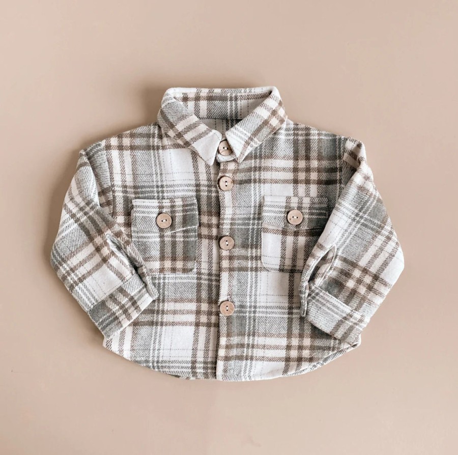 Mini Little Luba | Plaid Shacket Grey