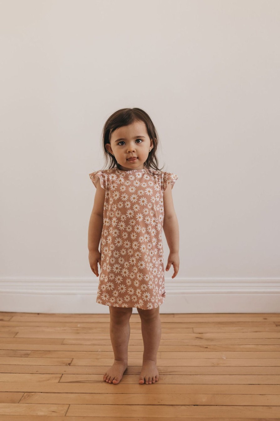 Mini Lou & Bear | Ruffle Sleeve Dress - Spring Bloom