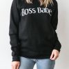 Ladies Brunette the Label | Classic Crew - "Boss Babe" | Black