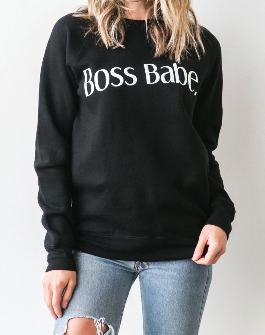 Ladies Brunette the Label | Classic Crew - "Boss Babe" | Black