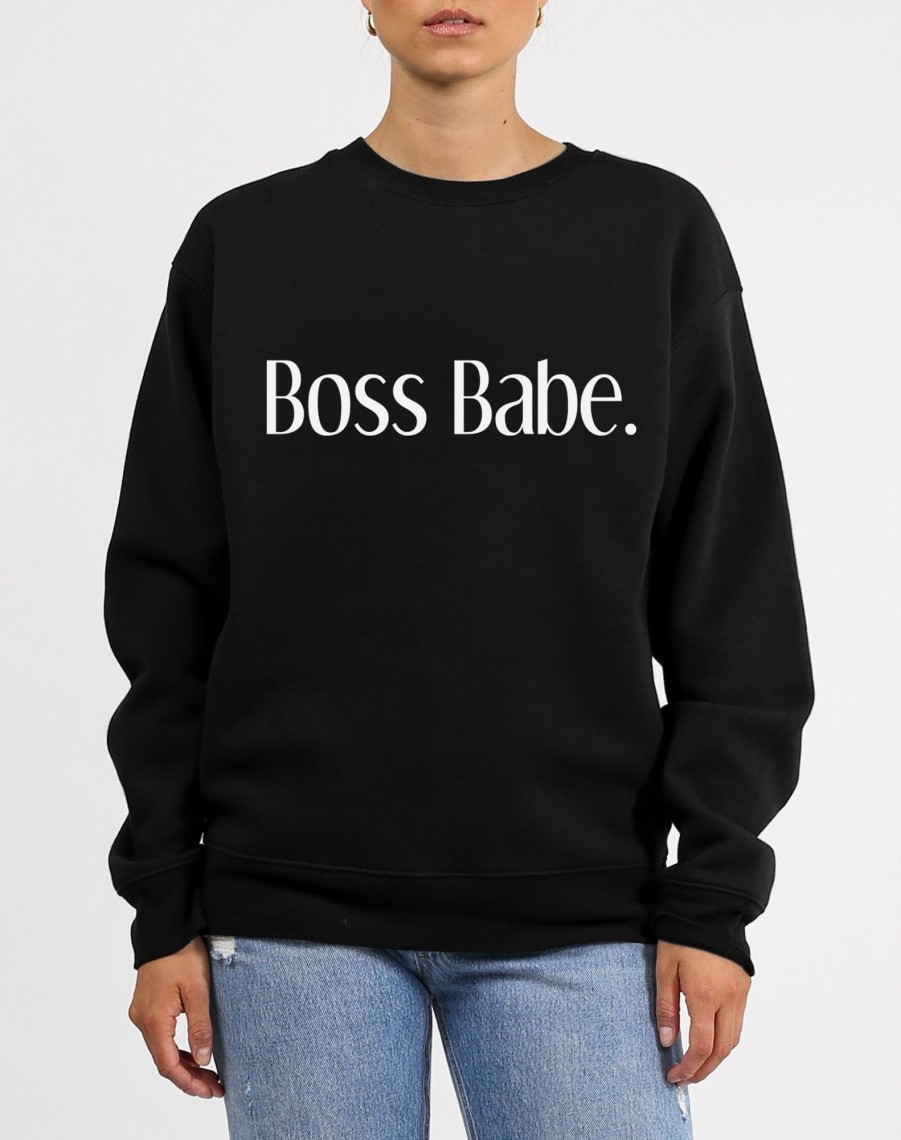 Ladies Brunette the Label | Classic Crew - "Boss Babe" | Black