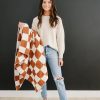 Mini Mebie Baby | Plush Blanket - Rust Checkered