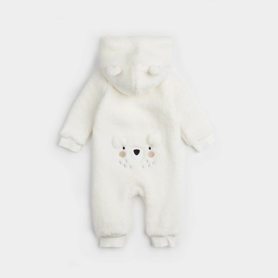 Mini Petit Lem | Playsuit - Polar Bear Sherpa White