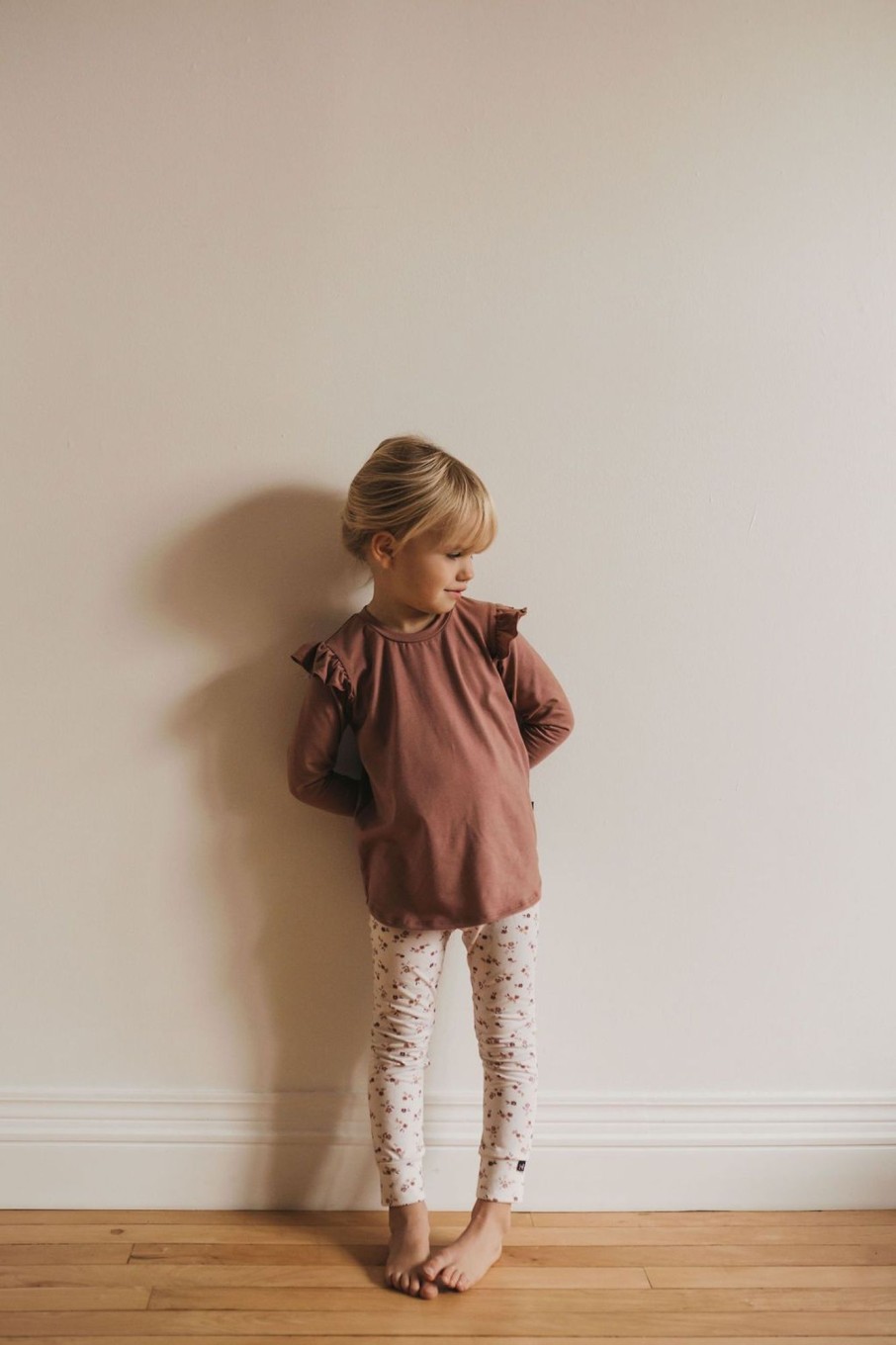 Mini Lou & Bear | Ruffle Sleeve Tunic Sage Grey