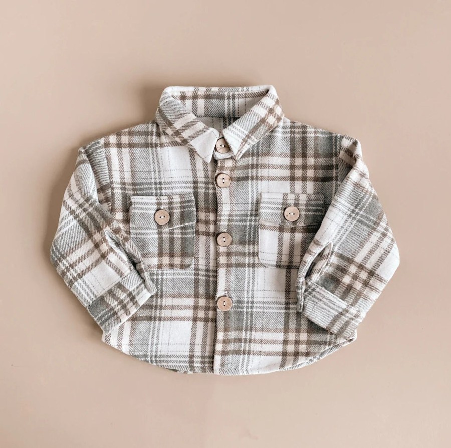 Mini Little Luba | Plaid Shacket Grey