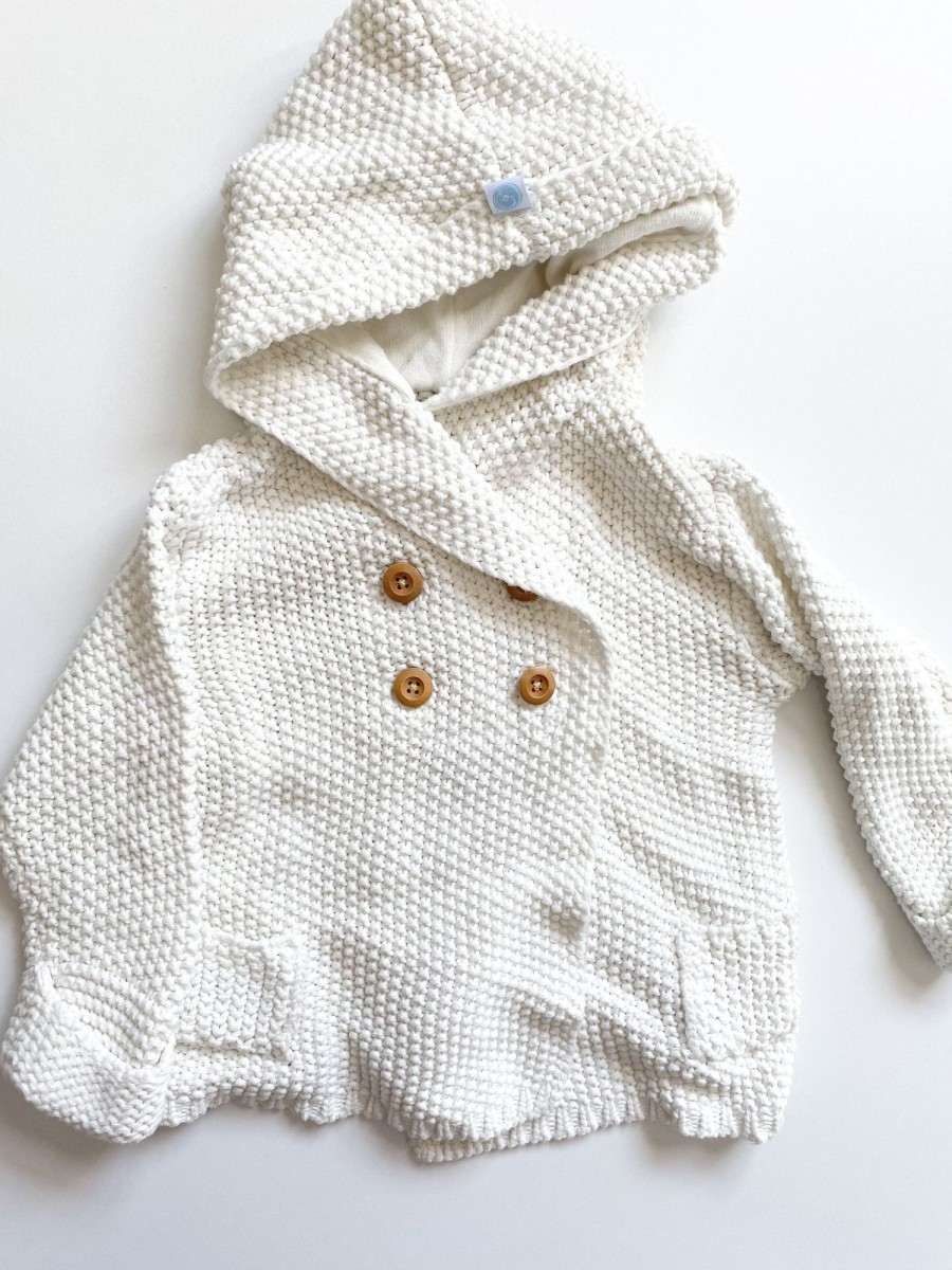 Pre-Loved MM Pre-Loved | Hoodie Crochet Knit - Cream (12-18M)