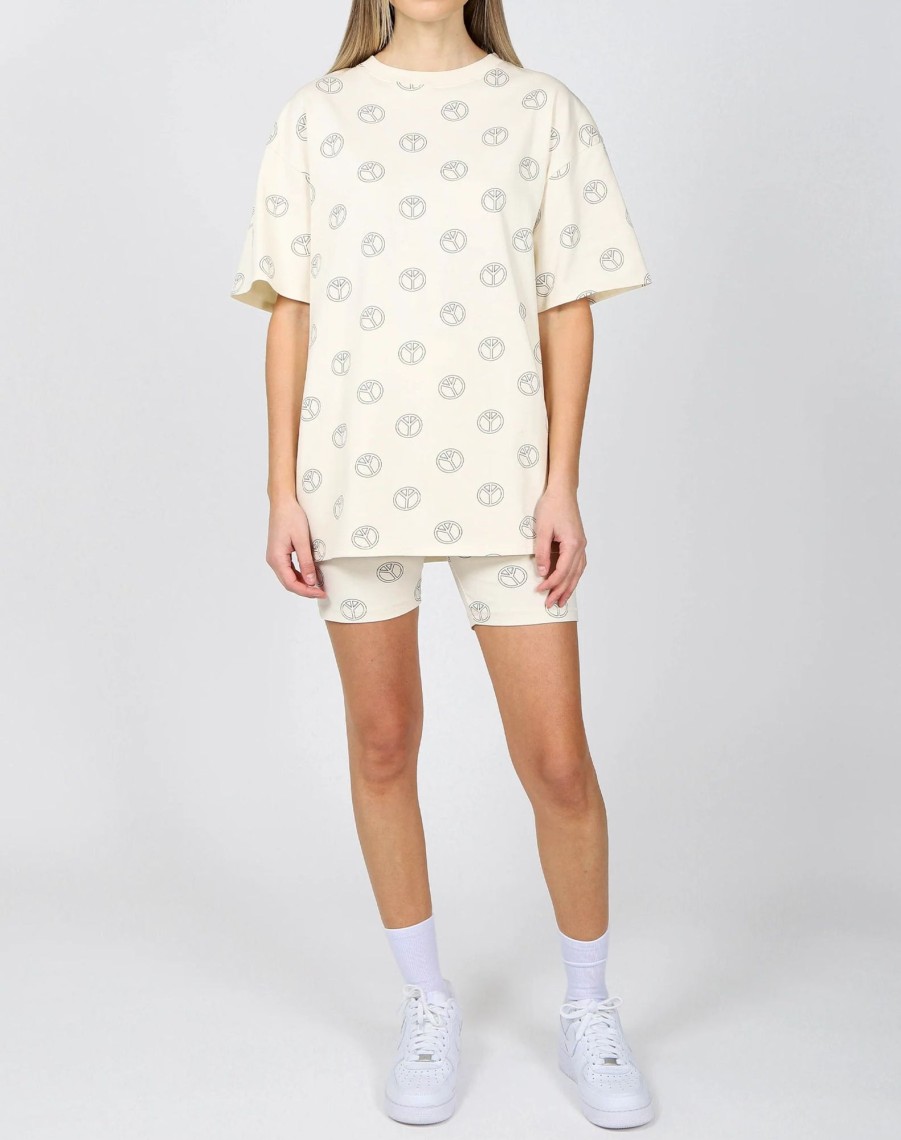 Ladies Brunette the Label | Oversized Boxy Tee - All Over Peace Sign