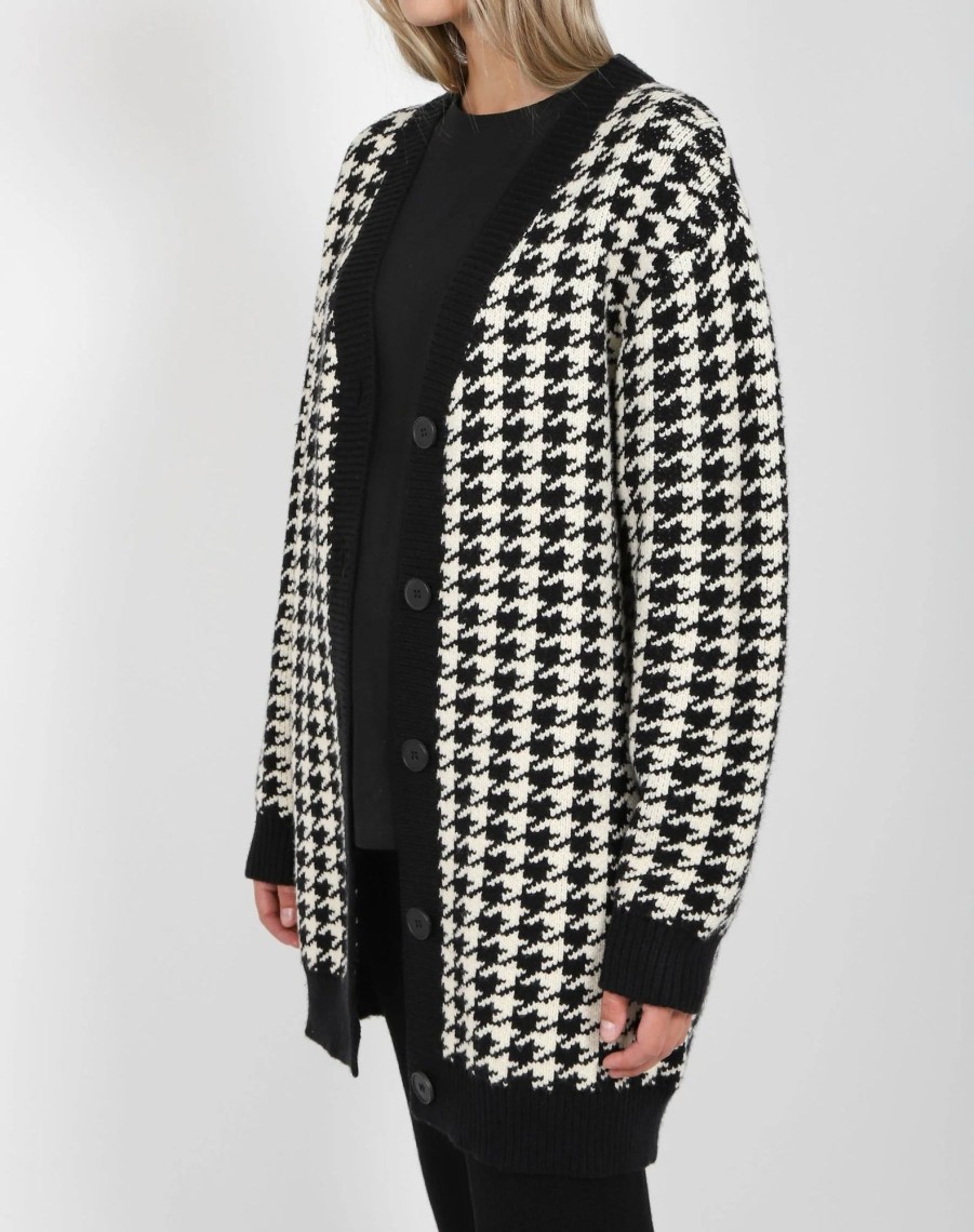 Ladies Brunette the Label | Houndstooth Oversized Knit Cardigan